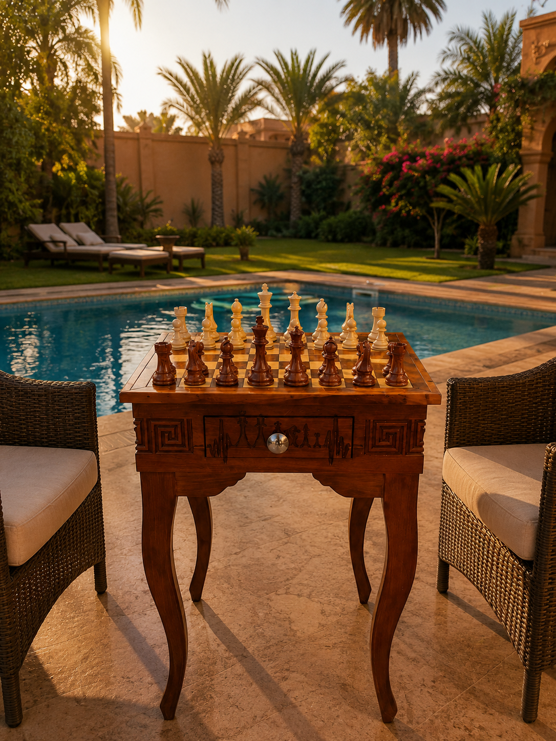 Table Regal Chess dans une villa de luxe